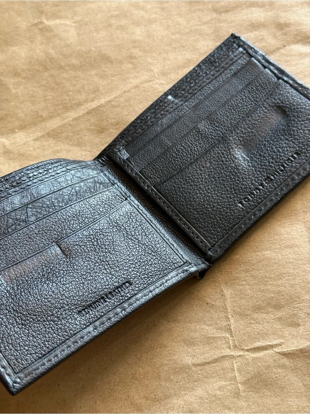 Tommy Hilfiger Black Embossed Leather Bifold Wallet
